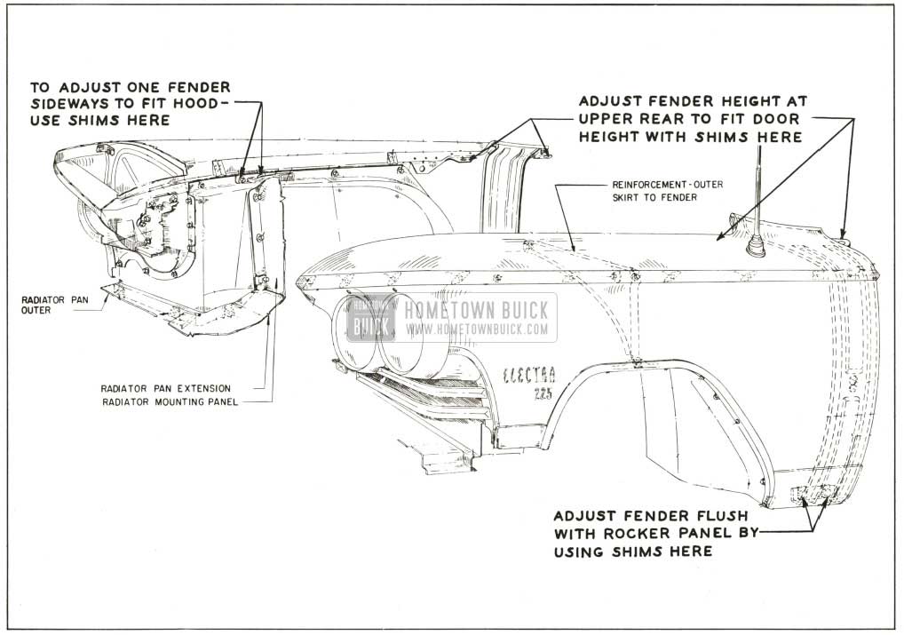 1959 Buick Front Fender Adjustment Points