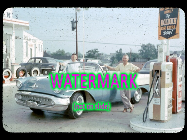 1957 Oldsmobile at a Gas Station (ORIGINAL)